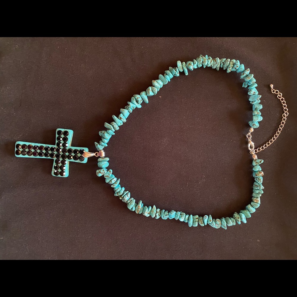 Turquoise cross necklace